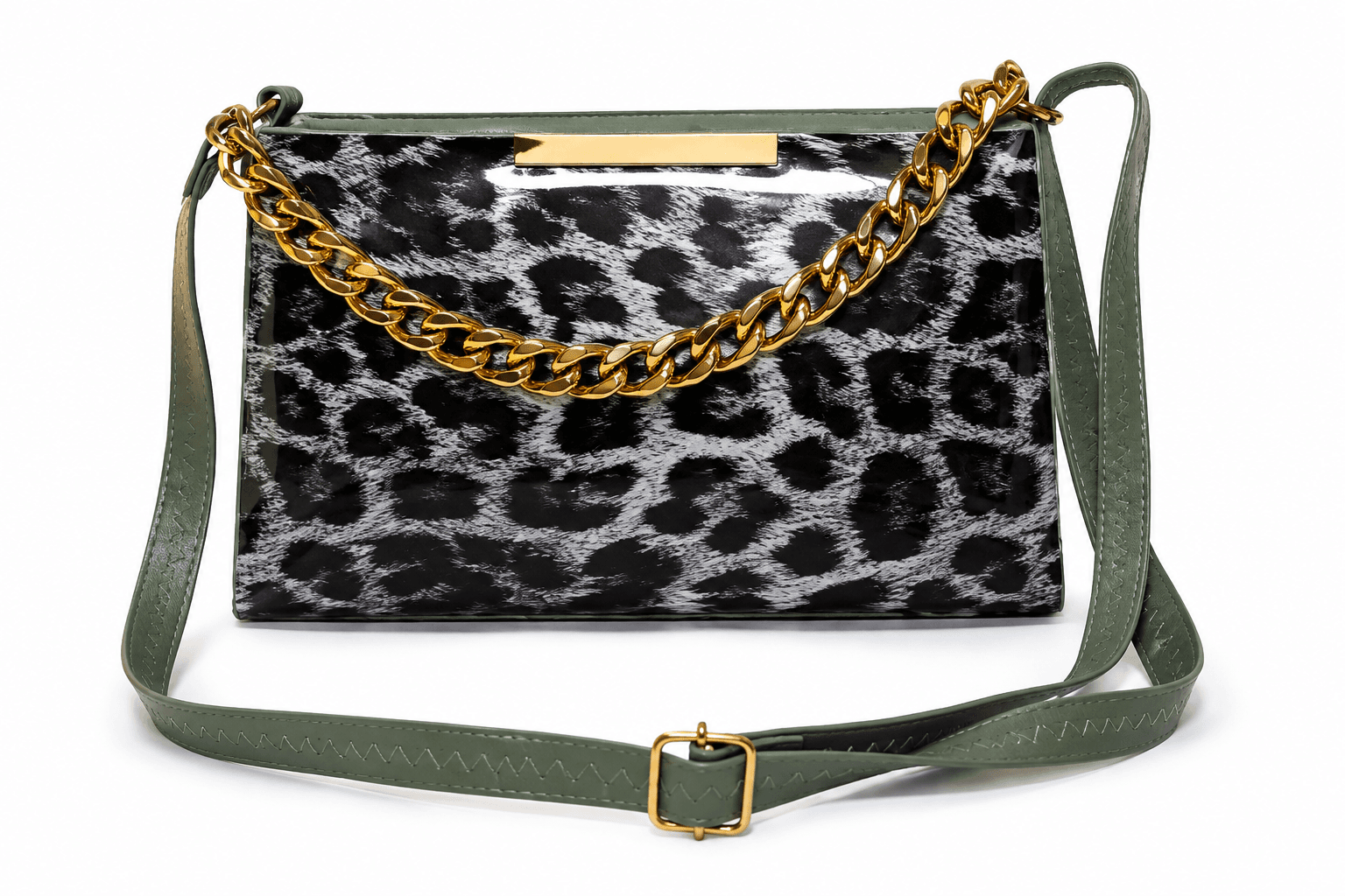 Premium leopard green box sling bag crossbody bag